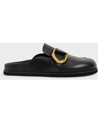 Charles & Keith - Gabine Buckled Leather Loafer Mules​ - Lyst