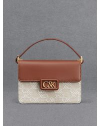Charles & Keith - Leather & Canvas Two-tone Boxy Bag - Lyst