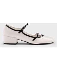 Charles & Keith - Patent Contrast-Trim Double-Strap Mary Jane Pumps - Lyst