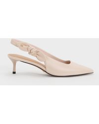 Charles & Keith - Jayce Leather Slingback Kitten Heels - Lyst