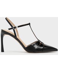 Charles & Keith - Leather T-Bar Pointed-Toe Pumps - Lyst