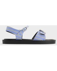 Charles & Keith - Striped Buckled Slingback Sandals - Lyst