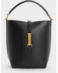 Charles & Keith - Cesia Metallic-Accent Bucket Bag - Lyst