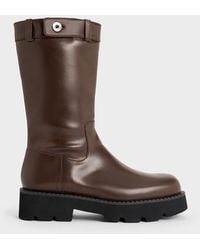 Charles & Keith - Side-Zip Lug-Sole Calf Boots - Lyst