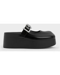 Charles & Keith - Buckle-strap Flatform Mules - Lyst
