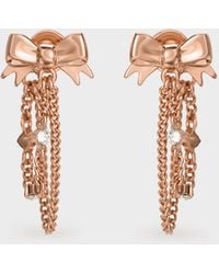 Charles & Keith - Paige Crystal-Chain Bow Drop Earrings - Lyst
