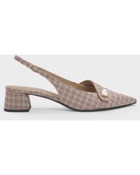 Charles & Keith - Marie Checkered Pearl Slingback Pumps - Lyst