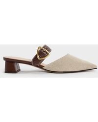 Charles & Keith - Sepphe Twill Buckle-Strap Heeled Mules - Lyst