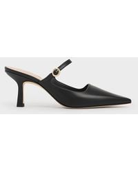 Charles & Keith - Buckle-strap Heeled Mules - Lyst