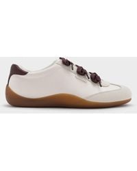 Charles & Keith - Satin Textured Contrast-Panel Triple-Bow Sneakers - Lyst