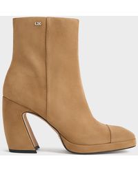 Charles & Keith - Jyll Suede Sculptural-heel Ankle Boots - Lyst