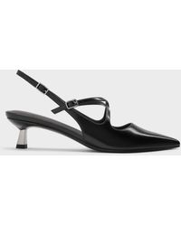 Charles & Keith - Pauline Patent Crossover Kitten Heels - Lyst