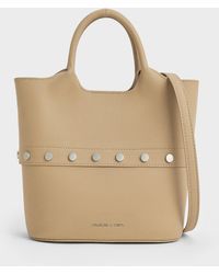 Charles & Keith - Bobbie Twill Studded Convertible Two-Way Bucket Bag - Lyst