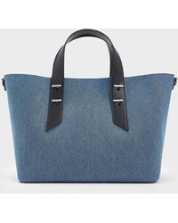 Charles & Keith - Denim Metallic-accent Double Handle Bag - Lyst