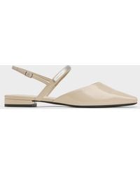 Charles & Keith - Patent Metallic-bar Slingback Flats - Lyst