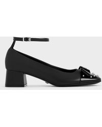 Charles & Keith - Pearl-embellished Leather Bow Ankle-strap Pumps - Lyst