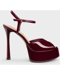 Charles & Keith - Francesca Patent Leather Peep-Toe Platform Heels - Lyst