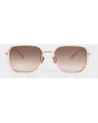Charles & Keith - Metallic-rim Rectangular Sunglasses - Lyst