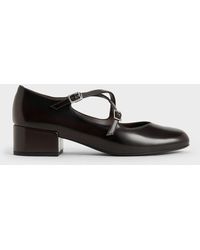 Charles & Keith - Crossover-strap Block-heel Mary Janes - Lyst