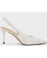 Charles & Keith - Tayari Embroidered-Mesh Slingback Pumps - Lyst