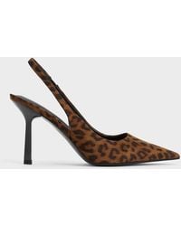 Charles & Keith - Leopard-print Pointed Slingback Pumps - Lyst