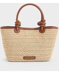 Charles & Keith - Sabine Raffia Knotted-handle Tote Bag - Lyst