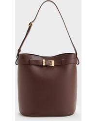Charles & Keith - Jody Leather Belted Bucket Bag - Lyst