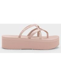 Charles & Keith - Levy Satin Strappy Flatform Sandals - Lyst