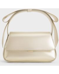 Charles & Keith - Leather Metallic Bow Top-handle Bag - Lyst