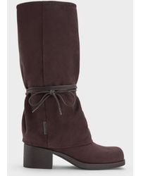 Charles & Keith - Faux Suede Tie-Around Knee-High Boots - Lyst