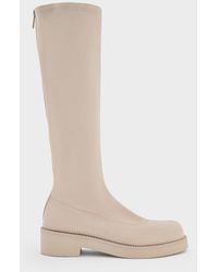 Charles & Keith - Faux Suede Chunky-sole Knee-high Boots - Lyst
