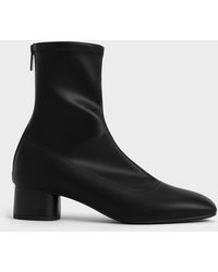 Charles & Keith - Stitch-Trim Heeled Ankle Boots - Lyst