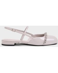 Charles & Keith - Patent Crystal Slingback Flats - Lyst