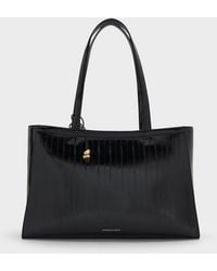 Charles & Keith - Augustine Eel-Effect Sculptural-Detail Tote Bag - Lyst