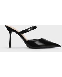 Charles & Keith - Patent Crystal-accent Stiletto-heel Mules - Lyst