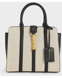 Charles & Keith - Cesia Canvas Metallic Accent Tote Bag - Lyst