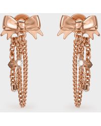Charles & Keith - Paige Crystal-Chain Bow Drop Earrings - Lyst