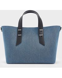 Charles & Keith - Denim Metallic-accent Double Handle Bag - Lyst