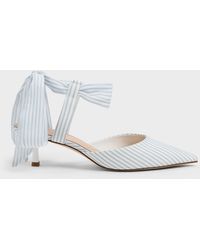 Charles & Keith - Striped Tie-around Pointed Kitten Heels - Lyst