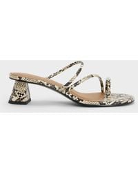 Charles & Keith - Snake-Print Toe-Ring Strappy Heels - Lyst
