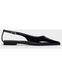 Charles & Keith - Patent Cut-out Pointed-toe Slingback Flats - Lyst