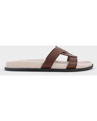 Charles & Keith - Fannie Linen Interwoven Slide Sandals - Lyst