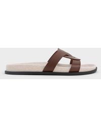 Charles & Keith - Fannie Linen Interwoven Cut-Out Slide Sandals - Lyst