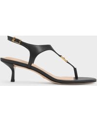 Charles & Keith - Leather Thong Kitten Heels - Lyst