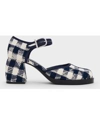 Charles & Keith - Checkered Block-Heel Ankle-Strap D'Orsay Pumps - Lyst