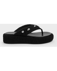 Charles & Keith - Tweed Beach Flatform Thong Sandals - Lyst