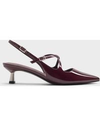 Charles & Keith - Pauline Patent Crossover Kitten Heels - Lyst
