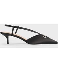 Charles & Keith - Recycled Polyester Crystal-bow Kitten-heel Slingback Pumps - Lyst