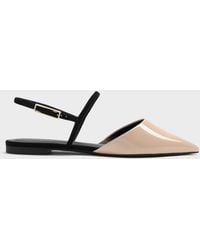Charles & Keith - Luciana Patent Faux Suede Pointed Slingback Flats - Lyst