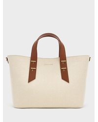 Charles & Keith - Canvas Metallic-accent Double Handle Bag - Lyst